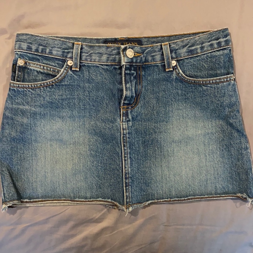 Juicy Couture denim skirt.